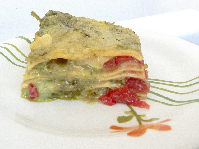 Lasagne al pesto e pomodorini