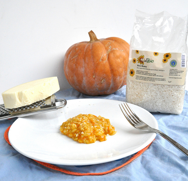 Risotto con zucca e provolone piccante