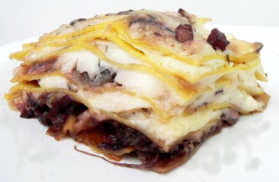 Lasagne con radicchio e pancetta