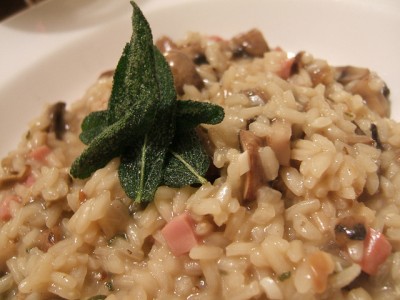 Risotto con funghi, castagne e pancetta