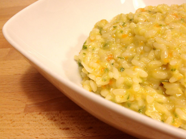 Risotto zucchine, carote e scalogno