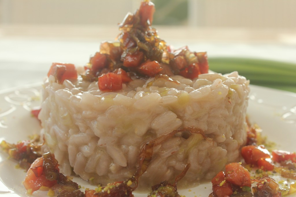 Risotto con porri e speck