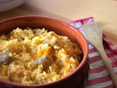 Risotto con zucca e salsiccia