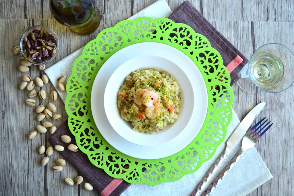 Risotto gamberetti e pistacchio