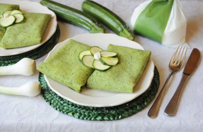 Crepes verdi ripiene di zucchine