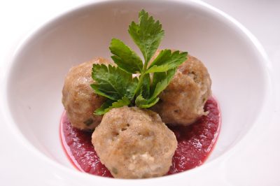 Polpette con salsa di melagrana