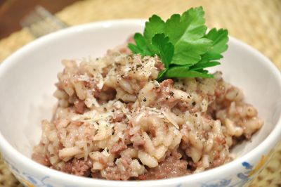 Risotto al Chianti e salsiccia