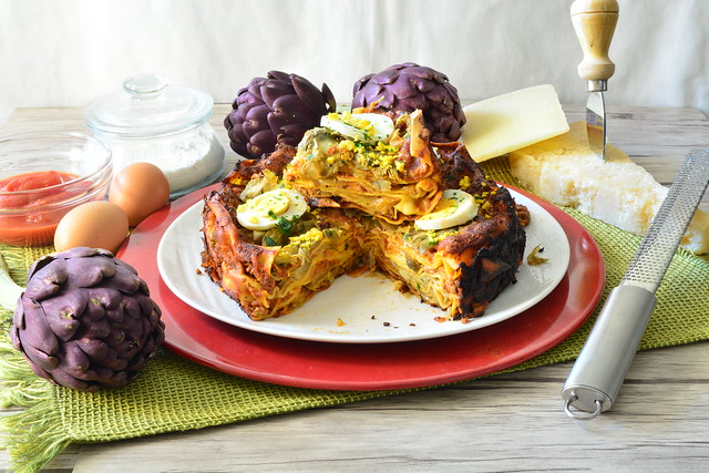 Lasagne con carciofi e ragù