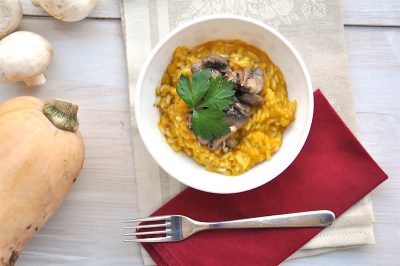 Risotto veloce zucca e funghi