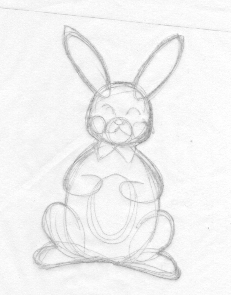 sagoma per ritagliare i biscotti a forma di coniglietto pasquale, posizione frontale