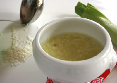 Minestra di riso, porri e patate