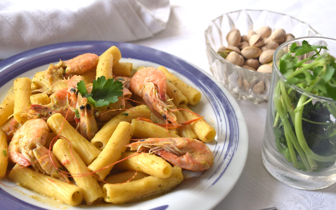 Pasta pistacchio e gamberi