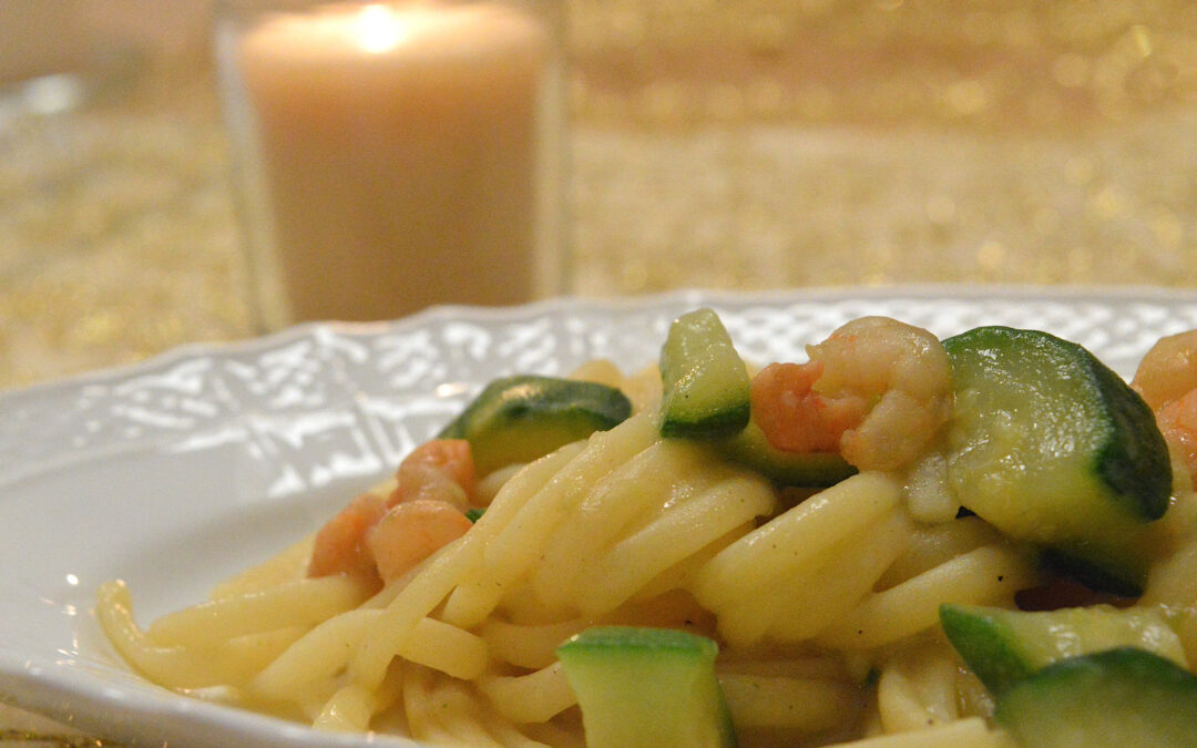 Pasta risottata zucchine e gamberetti