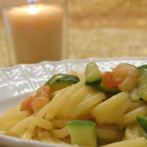 Pasta risottata zucchine e gamberetti Bimby