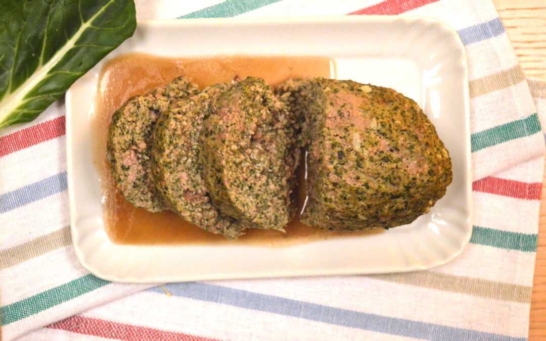Polpettone di bietole con salsa al vino