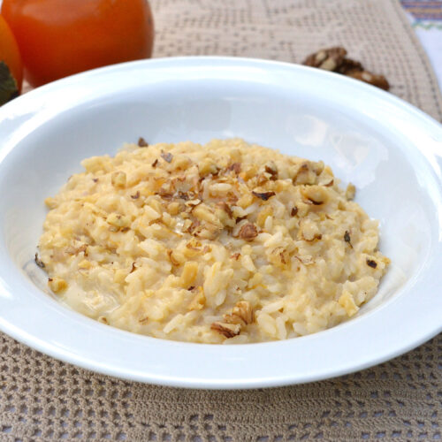 Risotto cachi gorgonzola e noci Bimby