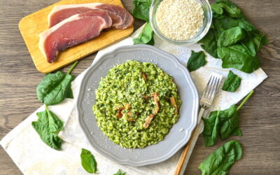 Risotto con spinaci e speck