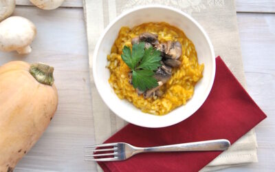 Risotto veloce zucca e funghi