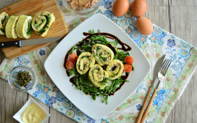 Rotolo di frittata con tonno e maionese
