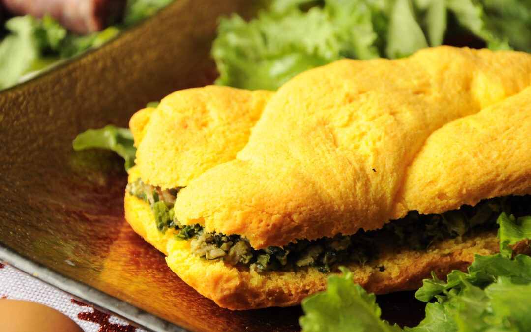 Treccia di pan brioche senza glutine con broccoletti e salsiccia