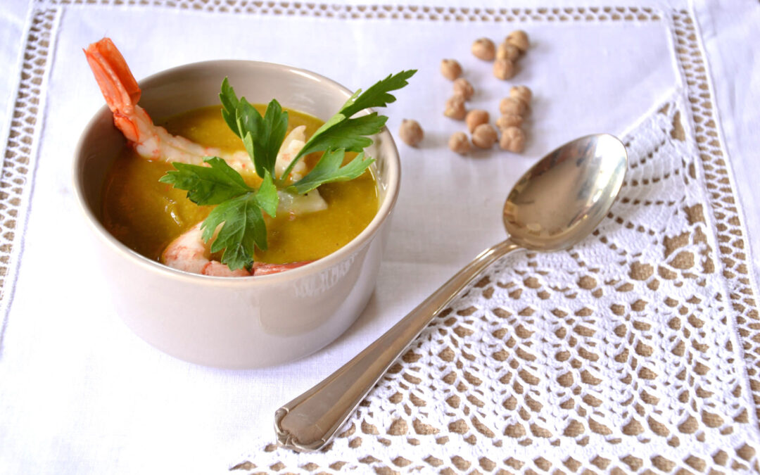 Vellutata ceci e gamberi