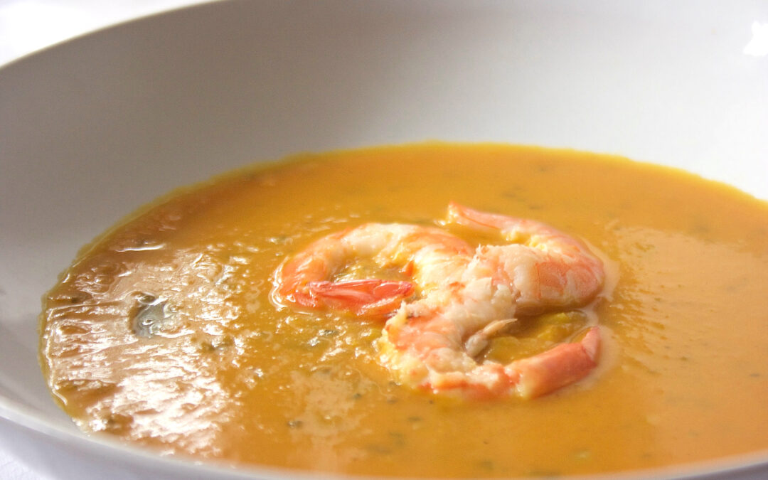 Vellutata di zucca e gamberi