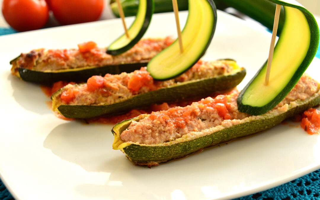 Zucchine ripiene di carne e salsiccia