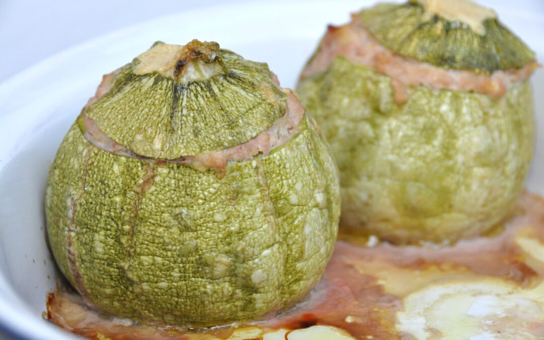 Zucchine tonde ripiene di carne