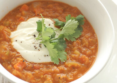 Zuppa di miglio e lenticchie rosse