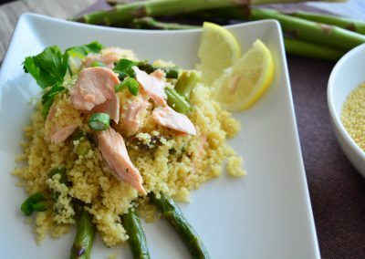Cous cous salmone e asparagi