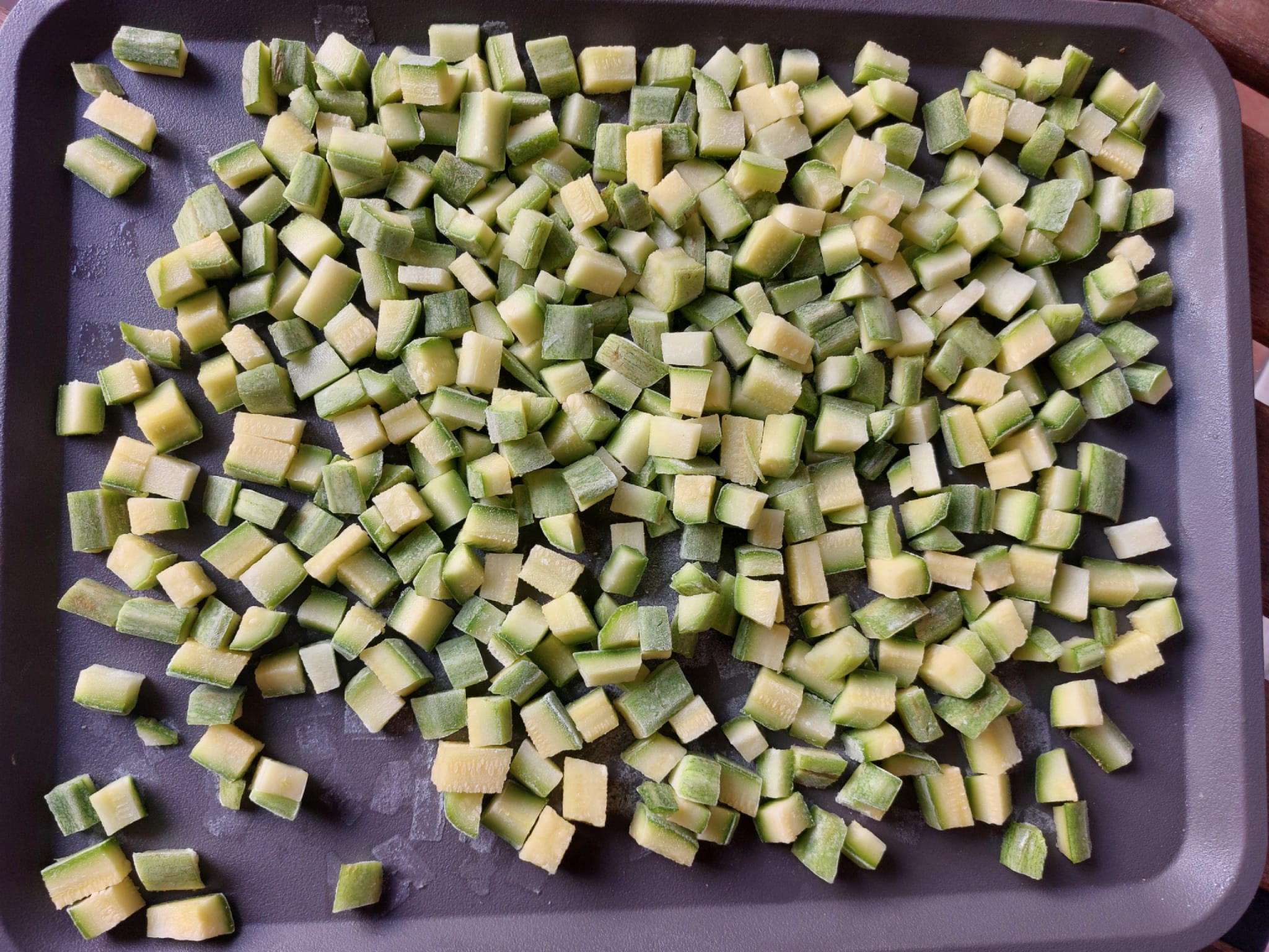 come conservare le zucchine: zucchine congelate a dadini